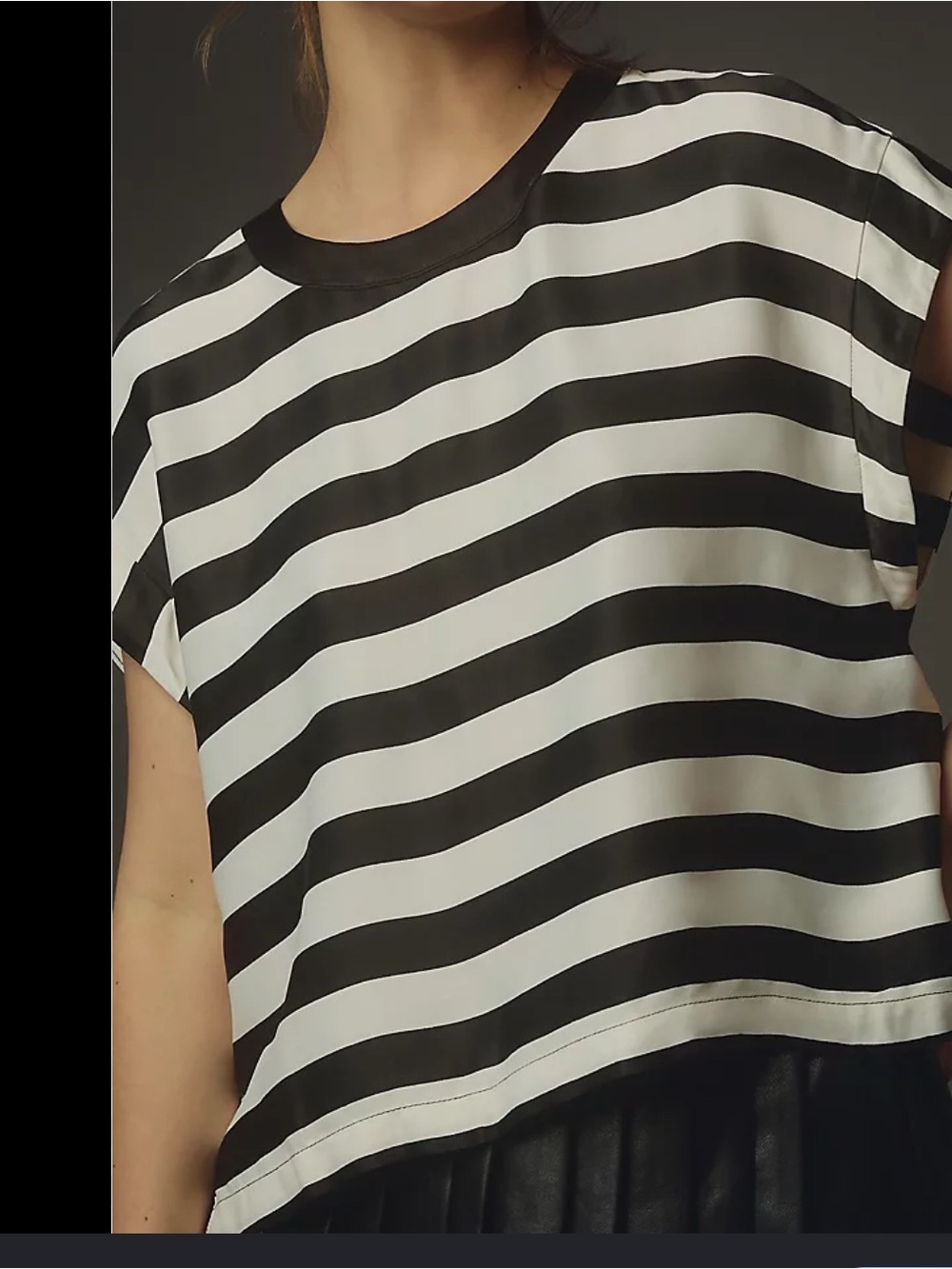 Maeve Black & White Striped Boxy Crop Top